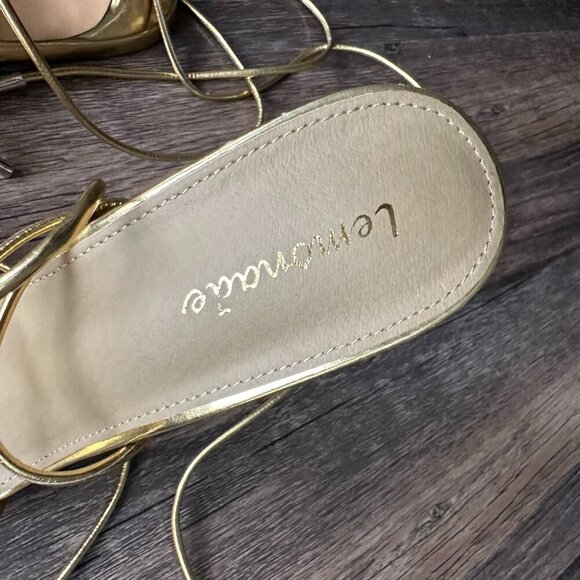 Lemonade Gold Metallic Strappy Lace-Up Sandals - Size 8 - Picture 3 of 3